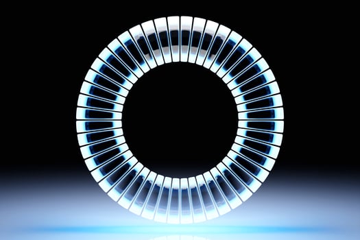 3d illustration of a portal from a circle,  walkway. photo