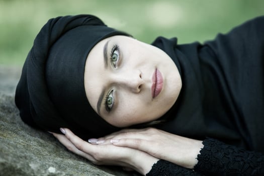 Portrait of a beautiful muslim woman. Young arabian woman in hijab. photo