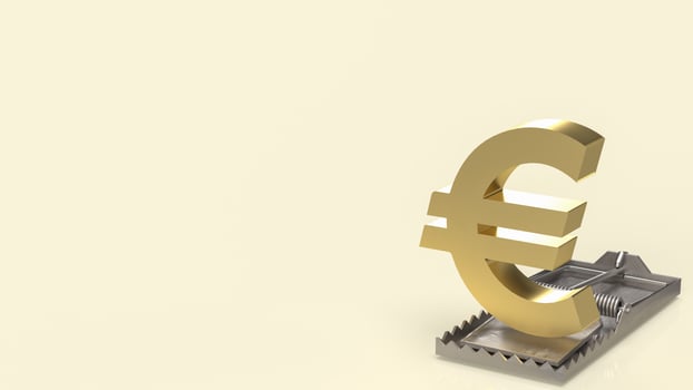 The gold symbol euro  on rat trap business concept 3d rendering photo