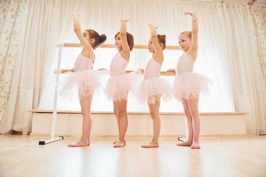 Conception of art. Little ballerinas preparing for performance photo