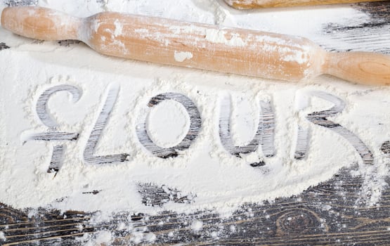 inscription flour, close up photo
