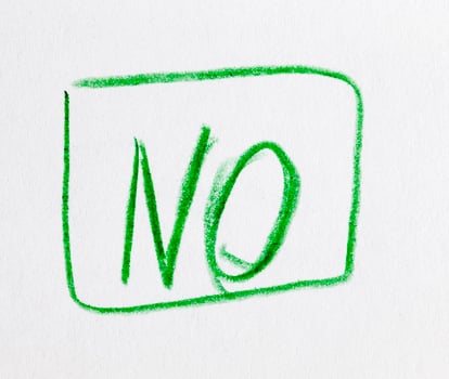 the word no is drawn in green pencil photo