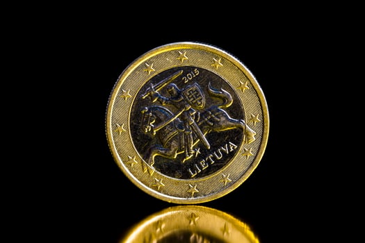 one Euro coin used in the European Union photo