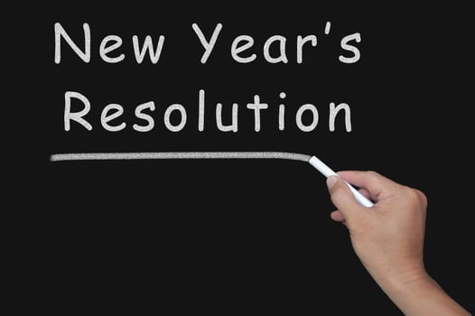 New Year's Resolution text on blackboard. photo