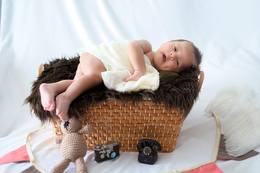 Portrait of Cute new born baby. photo