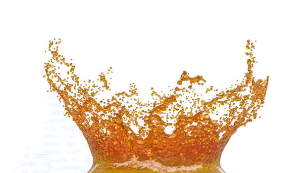 Olive Oil Splash with Droplets on White Background photo
