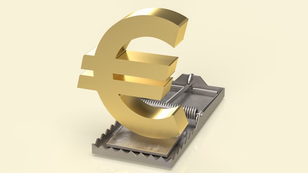 The gold symbol euro  on rat trap business concept 3d rendering photo