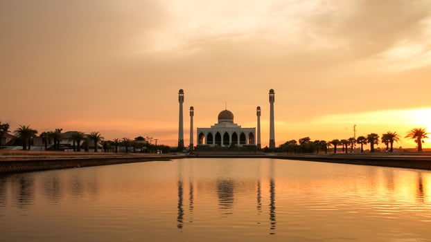 Sunset at Central Mosque, Songkhla, Thailand. photo