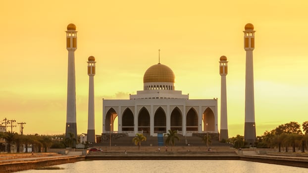 Sunset at Central Mosque, Songkhla, Thailand. photo
