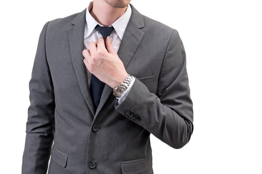 businessman in gray suit isolated on white background. photo