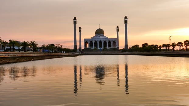 Sunset at Central Mosque, Songkhla, Thailand. photo