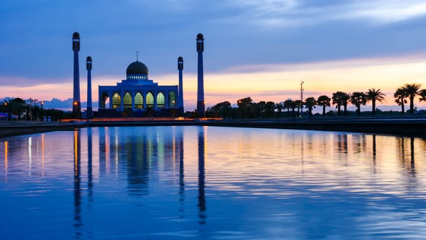 Sunset at Central Mosque, Songkhla, Thailand. photo