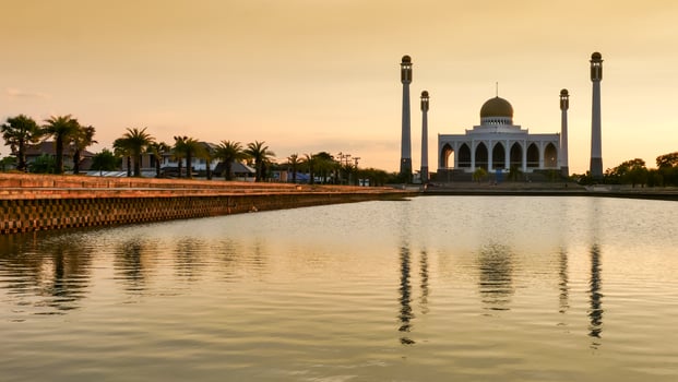 Sunset at Central Mosque, Songkhla, Thailand. photo
