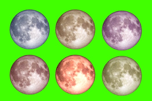 full moon on a colored background with clippinp path photo