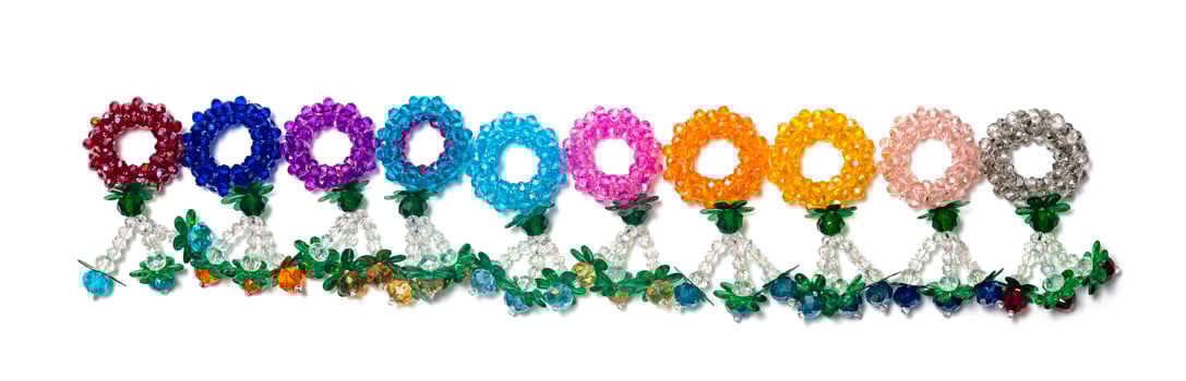 colorful garland crystal beads pattern style thai isolated on white background photo