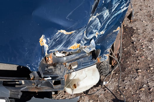 blue car after an accident photo