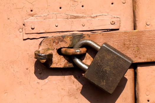 the old rusting metal lock photo
