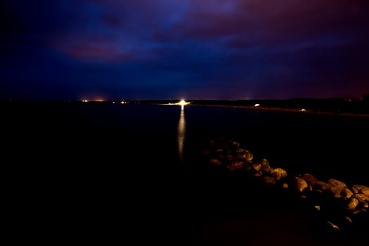 night seascape on the beach photo