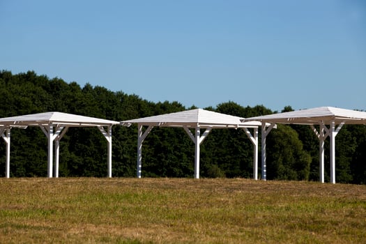 wooden canopies painted white photo