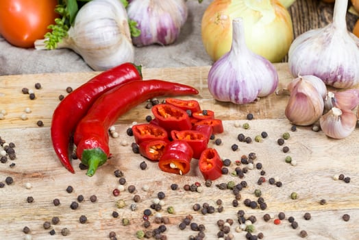 pepper, onion, zucchini, garlic and other vegetables photo