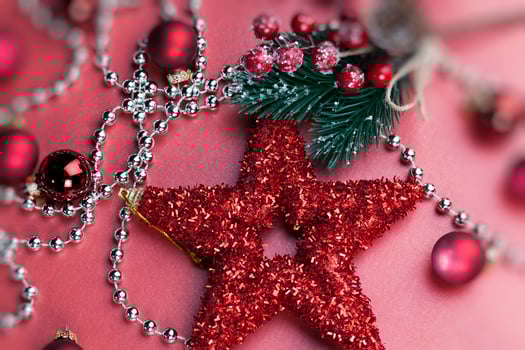 decorations and other attributes for celebrating New Year's holidays photo