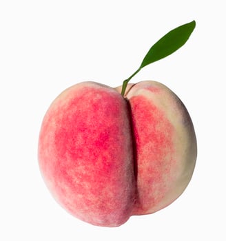 Peach isolated on white background close up. photo
