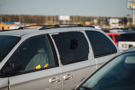 Theft from a parked car, intruders broke the rear window. photo
