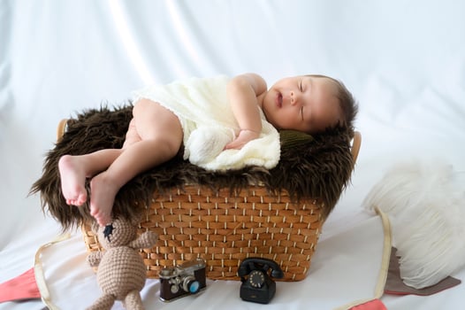 Portrait of Cute new born baby. photo