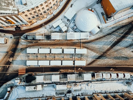 Kontraktova Square on Podil in Kyiv, aerial view photo