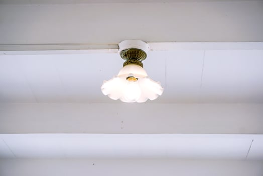 Ancient and vintage lamp hanging on ceiling. photo