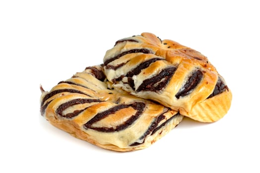 Red Bean Paste Bread isolated on white background photo