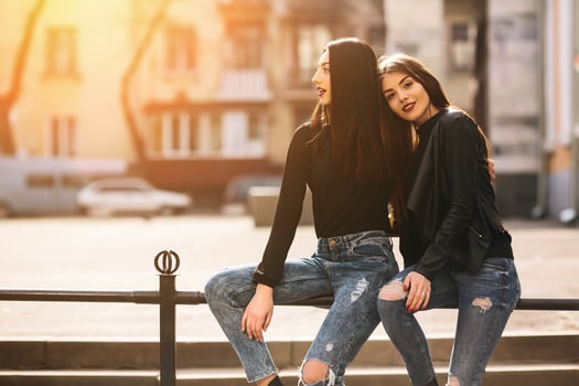 Two young adult girls photo