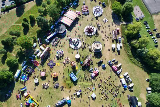 Aerial footage by drone high angle view of London Luton City of England with Buildings photo