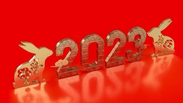 The Chinese New Year 2023 year of the rabbit 3d rendering photo
