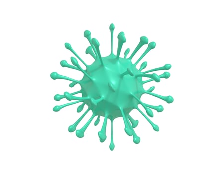3D rendering minimalistic cartoon green virus under the microscope, 2019-nCoV coronavirus infection bacterium on a white background. photo