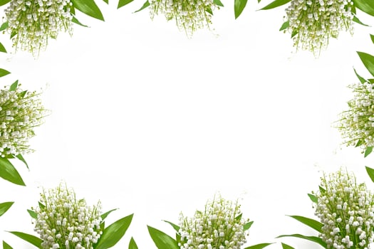 The branch of lilies of the valley flowers isolated on white background. photo