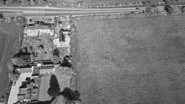 Classic Black and White High Angle Aerial View of England Great Britain's Landscape Cityscape photo