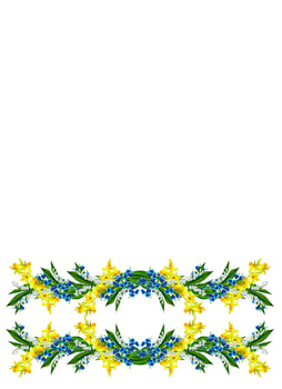 Spring flowers daffodils and lilies of the valley isolated on white background photo