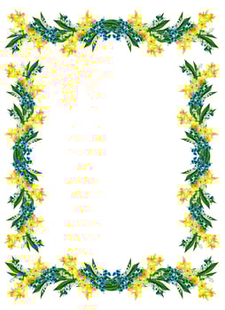 Spring flowers daffodils and lilies of the valley isolated on white background photo