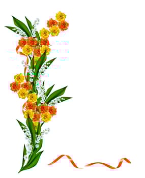 Holiday card with roses and lilies of the valley photo