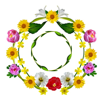 round frame of flowers photo