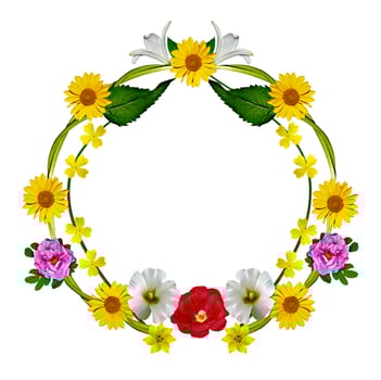 round frame of flowers photo