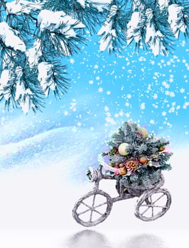 Christmas tree decorated with colorful toys. photo