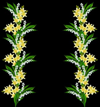 Flower lily isolated on black background. photo