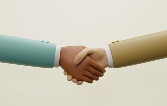 Close-up of business people shaking hands photo