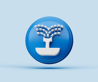 3d glossy illustration of garden shower symbol or icon isolated on blue background with shadow photo
