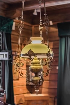 retro styled chandelier on ceiling photo