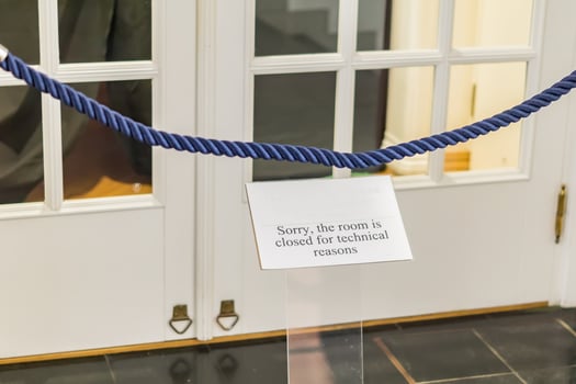 closed room with forbidden plate photo