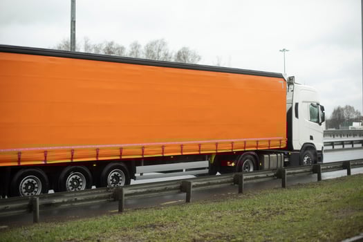 Truck on road. Heavy transport. Freightage. photo