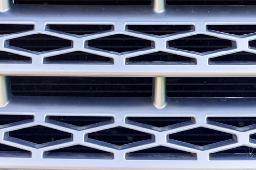 Front grill of a car, close up photo